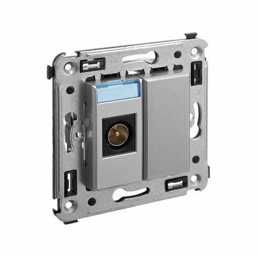 Розетка TV одиночная в стену, Avanti, закаленная сталь