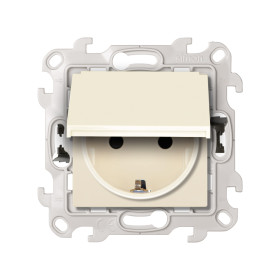 Simon 24 Слоновая кость Розетка 2К+3 IP44 с крышкой и защитными шторками Push&Go