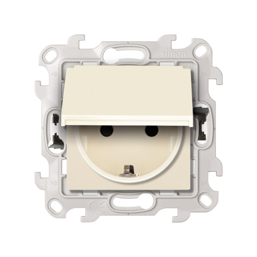 Розетка 2К+3 IP44 с крышкой  и защитными шторками Push&Go , сл.кость