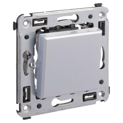 Переключатель одноклавишный в стену, Avanti, закаленная сталь