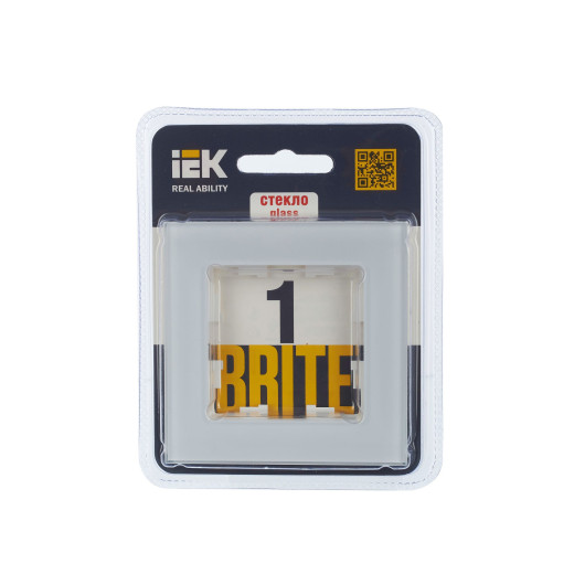 BRITE Рамка 1-мест. РУ-1-2-БрБ стекло бел. IEK