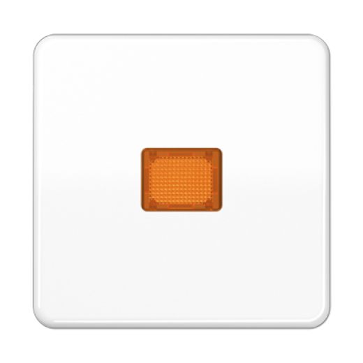 Клавиша с оранжевым окошком для выключателя с подсветкой, белая