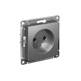 Systeme Electric AtlasDesign Сталь Розетка б/з со шторками, 16А, механизм