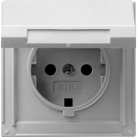 Gira TX-44 Алюминий Розетка с/з с крышкой