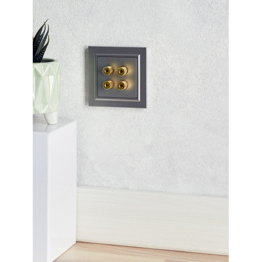 BRITE Аудиорозетка 4-мест. РА10-БрС сталь IEK