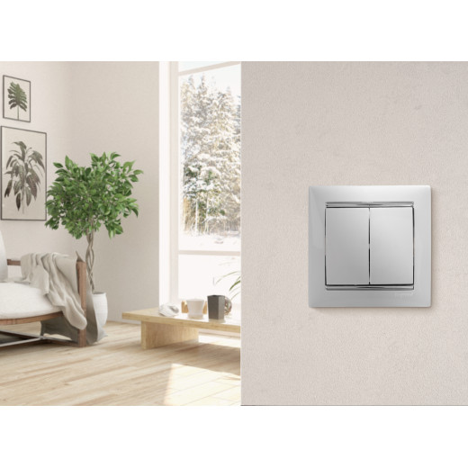 Выключатель двухклавишный - Legrand Valena - 10А 250В схема 5 безвинтовые зажимы - белый