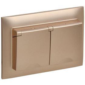 IEK SKANDY Песочный Розетка 2-ая с/з с крышкой 16А в сборе IP44 SK-R12Sa