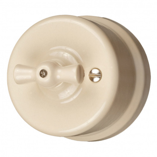 Лизетта Керамика Песочное золото Выключатель 1 кл. перекрестный