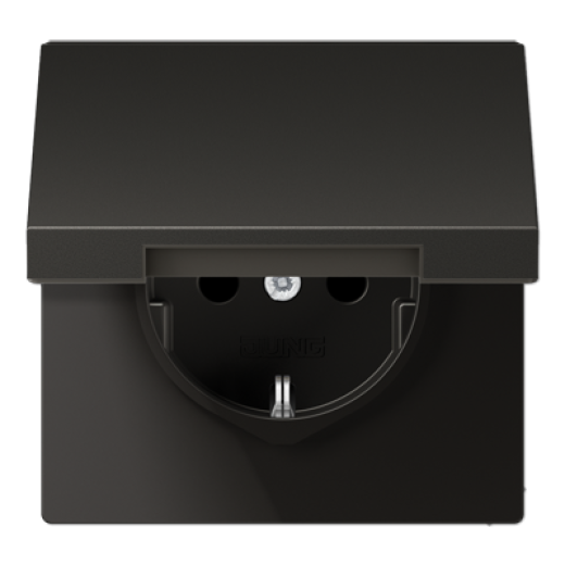 Штепсельная розетка SCHUKO 16A 250V~ с защитой от детей и откидной крышкой, антрацит