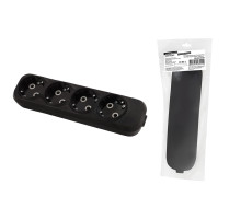 TDM Колодка розеточная 4 гнезда 2П+3 16А 250В черная серии 