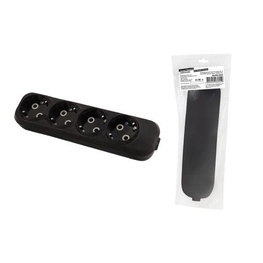 Колодка розеточная 4 гнезда 2П+3 16А 250В черная серии 