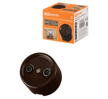 TDM Розетка TV+R проходная коричневая «Болонь»