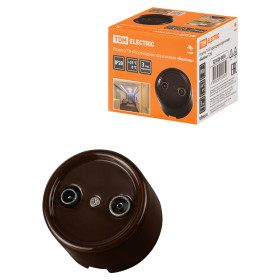 TDM Розетка TV+R проходная коричневая «Болонь»