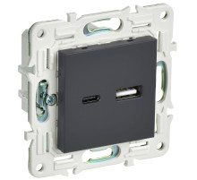 IEK SKANDY Графит Розетка USB A+C 3,1А SK-R14G