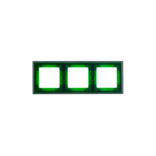 Рамка ABB Levit 3 поста зелёный / дымчатый чёрный