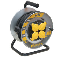 IEK Катушка УК20 на мет с т/з 4 места 2Р+PЕ/20м КГ 3х1,5мм2 IP44 Professional