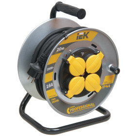 IEK Катушка УК20 на мет с т/з 4 места 2Р+PЕ/20м КГ 3х1,5мм2 IP44 Professional