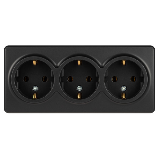 Розетка ЭРА Эксперт 11-2208-05 тройная с заземлением 3х2P+E Schuko IP20 16A-250В ОУ антрацит