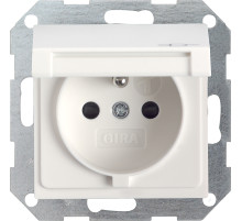 Gira Розетка с заземляющим штифтом. с затвором (shutter) и символом  и крышкой