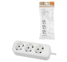 TDM Удлинитель 3 гнезда, 7 метров, с/з, 16 А, 3680 Вт, белый, НАРОДНЫЙ У1-33052