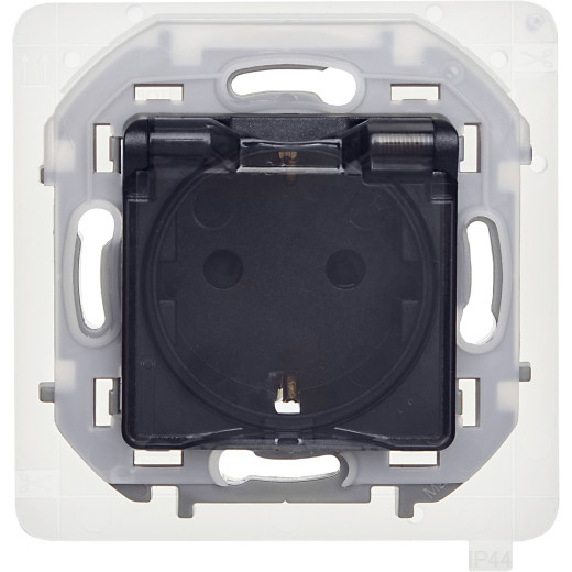 Розетка с заземлением IP44 - Legrand/Daccord Inspiria - со шторками с защитной крышкой 16А 250В винтовые зажимы - антрацит