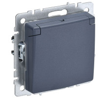 IEK BRITE BASE Маренго Розетка 1-м с/з с защ. штор и крыш 16А IP44 РСбш10-3-44-БрМ