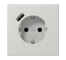 JUNG Розетка SCHUKO® с USB-зарядным устройством, тип A термопласт светло-серый