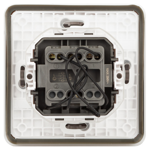 Выключатель ЭРА Эксперт 11-1525-01 двойной с подсветкой IP55 10АХ-250В СУ белый