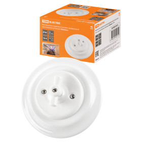 TDM Выключатель скрытой установки фарфоровый поворотный 2-кл. с ручкой (бантик) 10А белый «Болонь»