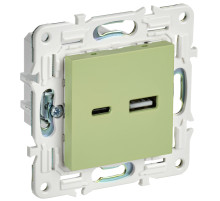IEK SKANDY Мятный Розетка USB A+C 3,1А SK-R14G
