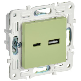 IEK SKANDY Мятный Розетка USB A+C 3,1А SK-R14G