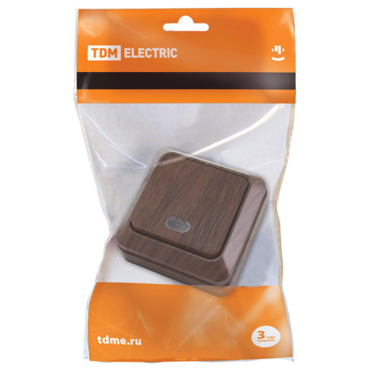 Выключатель 1-кл. открытой установки с подсветкой IP20 10А, бук 