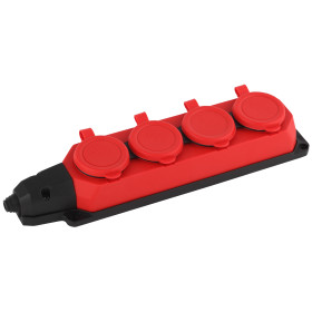 ЭРА Колодка K-4e-RED-IP44 каучуковая с заземлением 4 розетки 16A IP44 красная