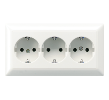 JUNG Штепсельная розетка SCHUKO 16A 250V~ тройная, полная плата белая