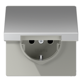 JUNG  Штепсельная розетка SCHUKO 16A 250V~ ; с крышкой; алюминий