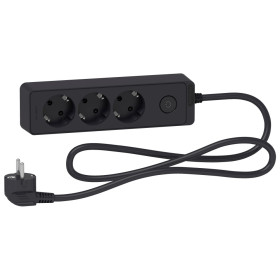 Schneider Electric Unica Extend Черный Удлинитель 3 розетки 2К+З, кабель 1,5м