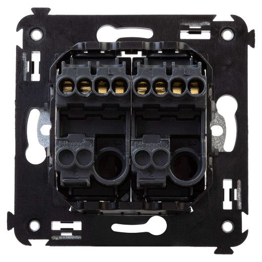 Выключатель двухклавишный в стену, Avanti, черный матовый