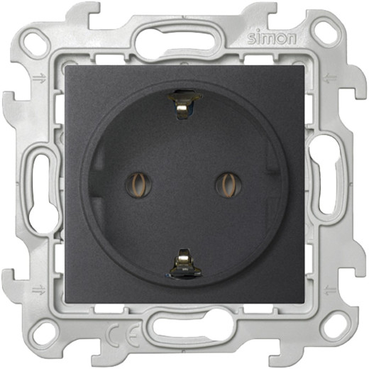 Розетка 2К+3 Sсhuko без защитных шторок, графит