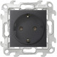 Розетка 2К+3 Sсhuko без защитных шторок, графит