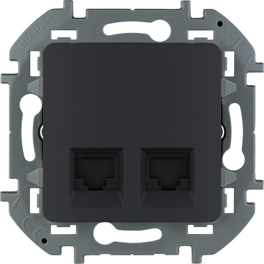 Розетка компьютерная двойная RJ45 категория 6 UTP - Legrand/Daccord Inspiria - антрацит