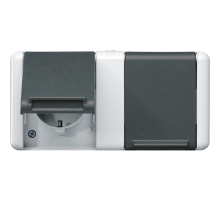 JUNG Двойная горизонтальная SCHUKO-розетка 16A 250V~ для накладного монтажа IP44