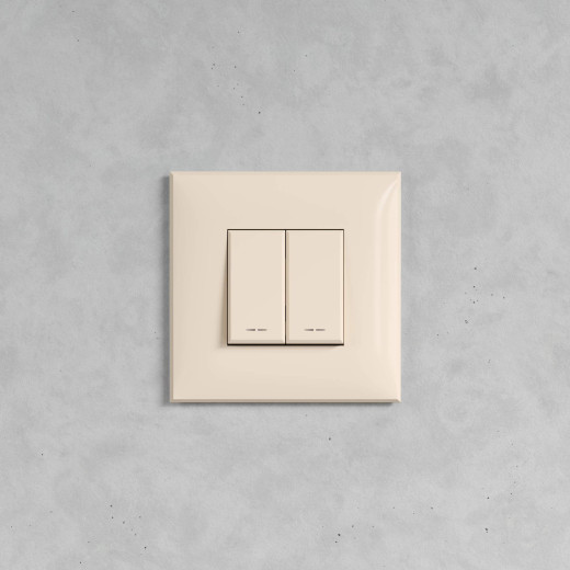 Кнопка двухклавишная в стену, Avanti, ванильная дымка