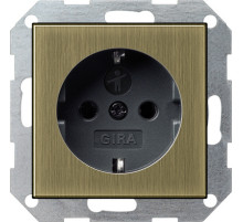 Gira S-55 Бронза/Антрацит Розетка с/з,с затвором (shutter) и символом