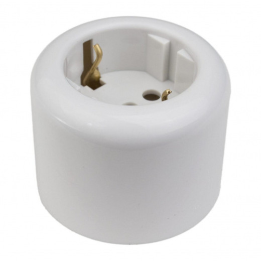 Розетка с заземляющим контактом R, керамика, цвет белый