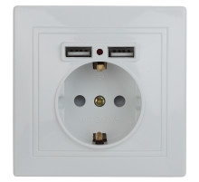Intro 1-410-01 Розетка+USB, IP20, СУ, Plano, белый (10/100/2000)
