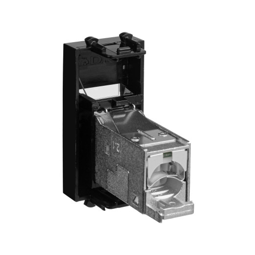 Компьютерная розетка RJ-45 модульная, кат.6 экранированная, Avanti, черный квадрат, 1 модуль