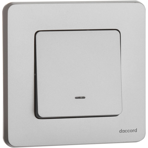 Выключатель одноклавишный с подсветкой/индикацией - Legrand/Daccord Inspiria - 10АХ 250В безвинтовые зажимы - алюминий