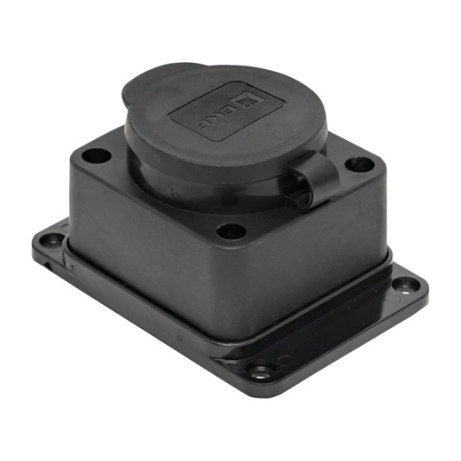 Роз. (колодка) одномест. с защит. крышкой каучуковая 230В 2P+PE 16A IP44 EKF Марс