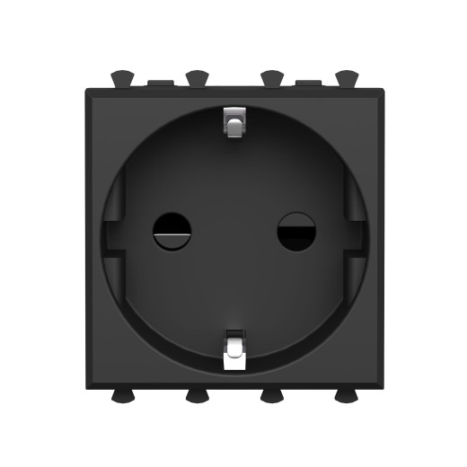 Розетка модульная, 2P+E, с з/ш, Avanti, черный матовый, 2 модуля