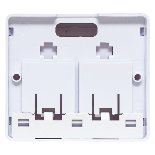 Корпус настенной розетки TERACOM PRO на 2 модуля Keystone со шторками и маркерами белый